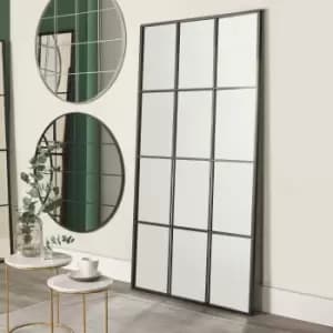 12 Pane Metal Floor Standing Mirror, Dark Grey 100x200cm Dark Grey