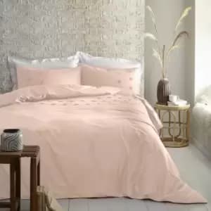 Boutique Ayda Tufted Spots Embellished 100% Cotton Duvet Cover Set, Blush, Single - Appletree