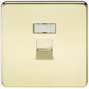 KnightsBridge Screwless Polished Brass RJ45 Network Outlet Wall Socket