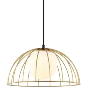 Italux Louis - Modern Hanging Pendant Golden 1 Light with Gold, White Shade, E27