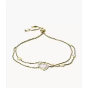 Fossil Womens Val Heart Duo Gold-Tone Stainless Steel Bracelet - Gold