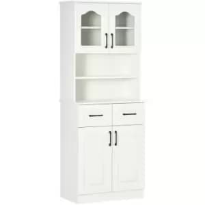 Homcom - Kitchen Cupboard Storage Cabinet Adjustable Shelves, Countertop,White - White