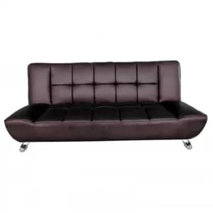 Vogue 2 Seater Brown Faux Leather Sofa Bed