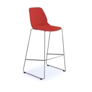 Strut multi-purpose stool with chrome sled frame - red