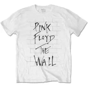 Pink Floyd - The Wall & Logo Unisex Large T-Shirt - White