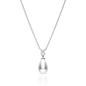Diamonfire Silver Zirconia & White Shell Pearl Oval Necklace