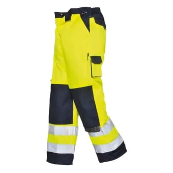Portwest Lyon Hi Vis Work Trousers Yellow / Navy 3XL 32"