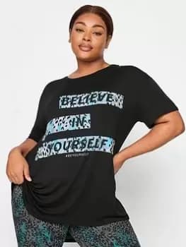 Yours Believe In elf Active Top Black, Size 16, Women