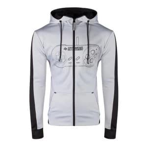 Nintendo - Snes Controller Front Outline Mens Large Hoodie - Grey/Black