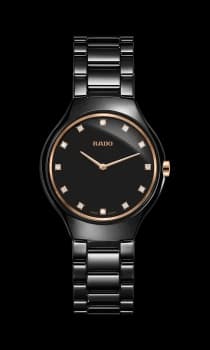 Rado True Thinline Diamonds Womens watch - Water-resistant 3 bar (30 m), High-tech ceramic, black