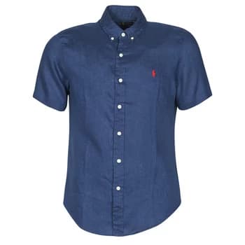 Polo Ralph Lauren CHEMISE CINTREE EN LIN COL BOUTONNE LOGO PONY PLAYER mens Short sleeved Shirt in Blue - Sizes EU M,EU L