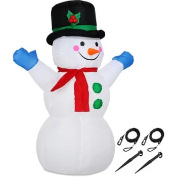 Inflatable Snowman XL 120cm LED Lighting Fastening Material Decorative Snowman Christmas - Monzana