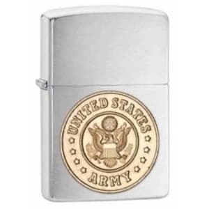 Zippo US Army Emblem Brushed Chrome Windproof Lighter