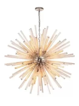 32 Light E27, Round Pendant Polished Nickel , Champagne Glass