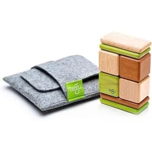 6 Piece Tegu Pocket Pouch Prism Magnetic Wooden Block Set Jungle