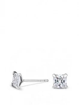 Simply Silver 5Mm Princess Cut Cubic Zirconia Studs Earrings