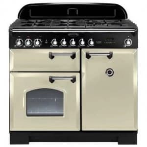 Rangemaster 92500 100cm CLASSIC DELUXE Dual Fuel Cream Chrome Trim