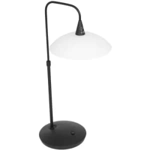 Sienna Tallerken Desk Task Lamp Matt Black Fixture, Glass White Matt, Transparent Matt