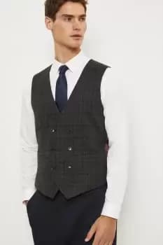 Mens Slim Fit Grey Highlight Check Waistcoat