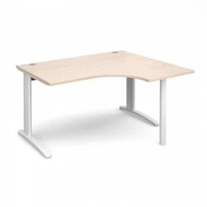 TR10 Right Hand Ergonomic Desk 1400mm - White Frame maple Top