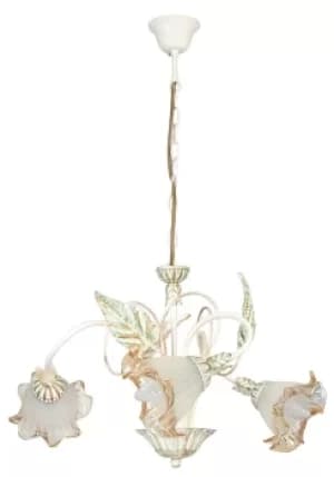 PRIMAVERA 3 Light Multi Arm Pendant Ceiling Light Ivory 60x40cm