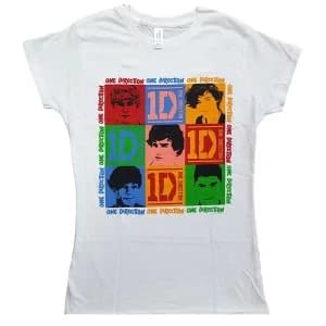 One Direction - 9 Squares Ladies Large T-Shirt - White