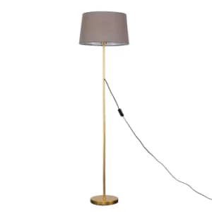 Charlie Gold Floor Lamp with Grey Doretta Shade