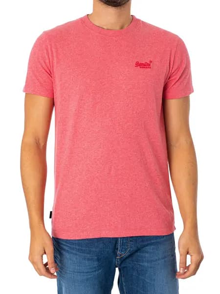 Superdry Essential Logo EMB T-Shirt Punch Pink Marl L