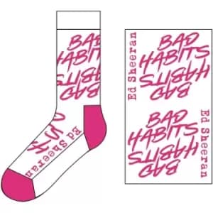 Ed Sheeran - Bad Habits Unisex UK Size 7 - 11 Ankle Socks - White