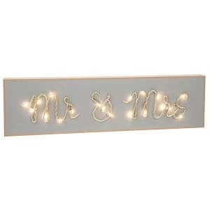LED Oblong String Plaque Mr & Mrs