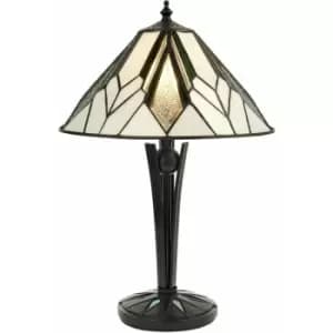 Small Tiffany Glass Table Lamp - Art Deco Style - Requires 40W E14 Golf Bulb led