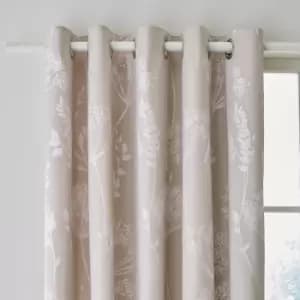 Catherine Lansfield Meadowsweet Floral Natural Eyelet Curtains Natural