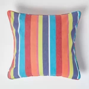 Homescapes - Cotton Multi Coloured Stripe Cushion Cover, 60 x 60cm - Multi Colour