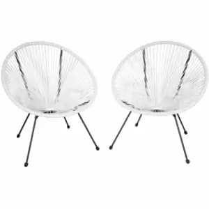Tectake Garden Chairs In Retro Design Set Of 2 White