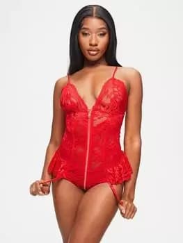 Ann Summers Bodywear Taylor Crotchless Teddy, Black, Size 2XL, Women