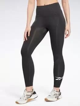 Reebok Workout Ready Vector Leggings, Black, Size L, Women