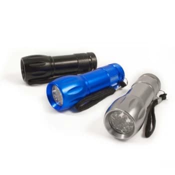 Active 9 LED Metal Torch With 3 AAA Batteries 33 Metre Beam