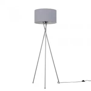 Camden Grey Tripod Floor Lamp with XL Dark Grey Reni Shade