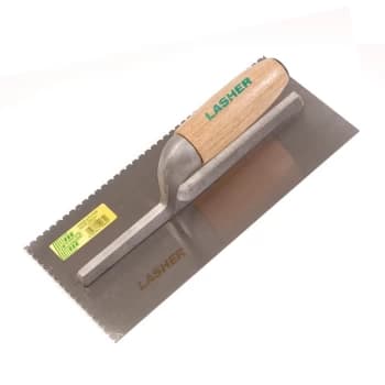 Floor Trowel With A Serrated Edge & Wooden Handle - 280Mm