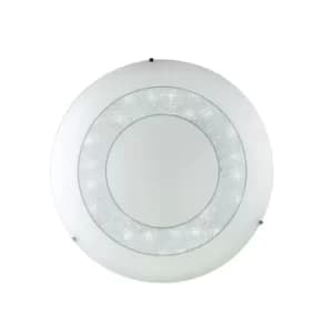 DIADEMA LED Patterned Glass Flush Ceiling Light White 2800lm with Remote Control CCT 45cm