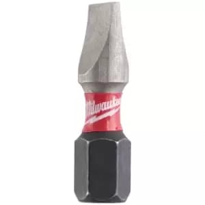 Milwaukee Shockwave Impact Duty Slotted Screwdriver Bits 6.5mm 25mm Pack of 2