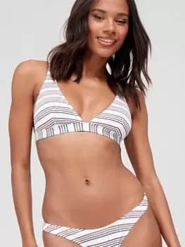 Superdry Edit Stripe Bikini Top - White, Size 10, Women