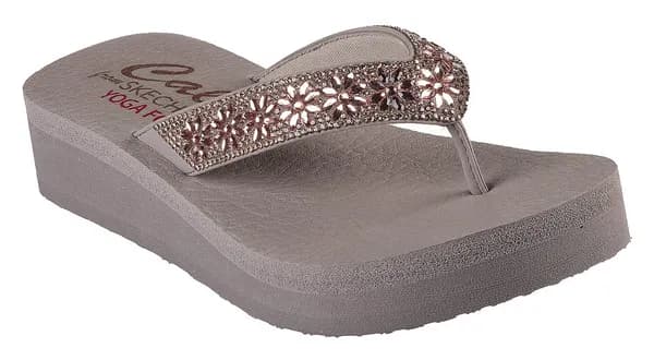Skechers Womens Vinyasa - Wild Daisies Thong Sandals UK Size 4 (EU 37) Taupe SKE2249-TPE-4