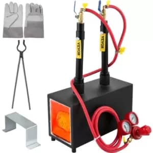 VEVOR Propane Knife Forge, Farrier Furnace with Dual Burners, Portable Square Metal Forge with an Open Structure, Large Capacity, for Blacksmithing,