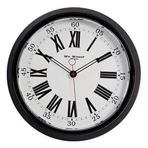 Round Metal Case Wall Clock Black & Chrome Roman Dial 30cm