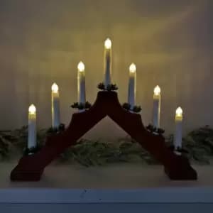 40cm Festive Christmas Candlebridge with 7 Bulbs in Red Battery Operated