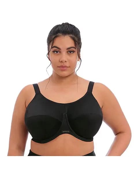 Elomi Energise Wired Sport Bra Black Female 40F GU24816