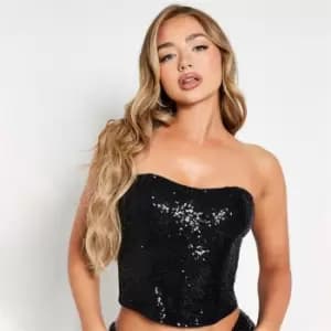 I Saw It First Sequin Bandeau Top Co-Ord - Black