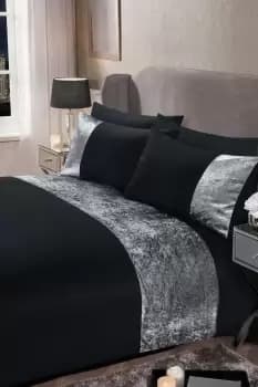 Crushed Velvet Panel Duvet Cover with Pillow Case Set