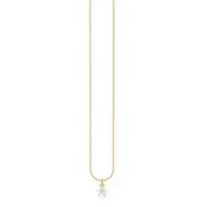 Silver Gold Plated Zirconia White Flower Necklace KE2103-414-14-L45V